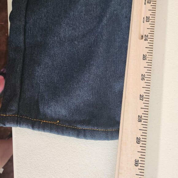Fleece Lined Jeans Mens 32x30 Blue Dark Wash Denim Thermal Winter Straight Leg - Picture 12 of 16